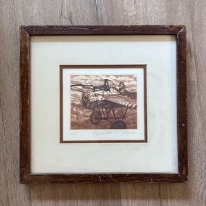 Vintage COA Framed Print‎ Etching Kathleen Cantin “FLYING ACE" Signed Numbered